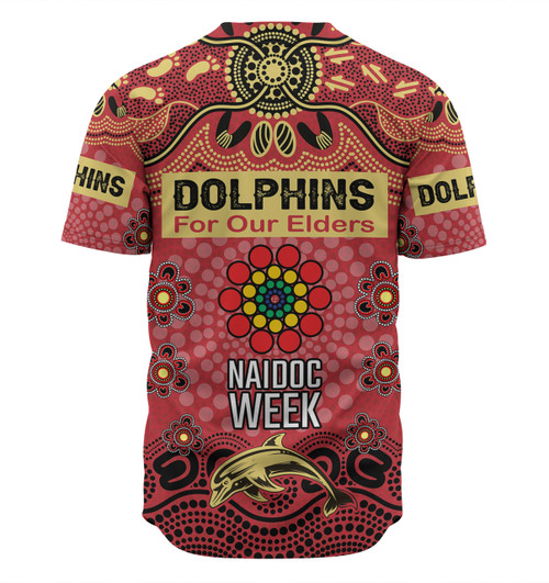 Redcliffe Dolphins Naidoc Week Custom Baseball Shirt - NAIDOC WEEK 2023 Indigenous Inspired For Our Elders Theme (White) Redcliffe Dolphins Naidoc Week Custom Baseball Shirt - NAIDOC WEEK 2023 Indigenous Inspired For Our Elders Theme (White)