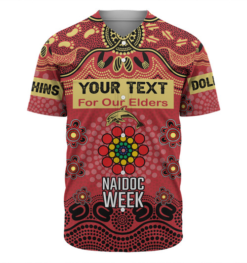 Redcliffe Dolphins Naidoc Week Custom Baseball Shirt - NAIDOC WEEK 2023 Indigenous Inspired For Our Elders Theme (White)