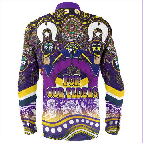Melbourne Storm Naidoc Week Long Sleeve Shirt - NAIDOC Week 2023 Indigenous For Our Elders Melbourne Storm Naidoc Week Long Sleeve Shirt - NAIDOC Week 2023 Indigenous For Our Elders