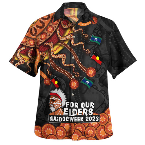 Australia Naidoc Week Hawaiian Shirt - For Our Elders Naidoc Week Snake Aboriginal Painting With Flag Australia Naidoc Week Hawaiian Shirt - For Our Elders Naidoc Week Snake Aboriginal Painting With Flag