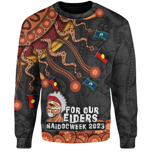 Australia Naidoc Week Sweatshirt - For Our Elders Naidoc Week Snake Aboriginal Painting With Flag Australia Naidoc Week Sweatshirt - For Our Elders Naidoc Week Snake Aboriginal Painting With Flag