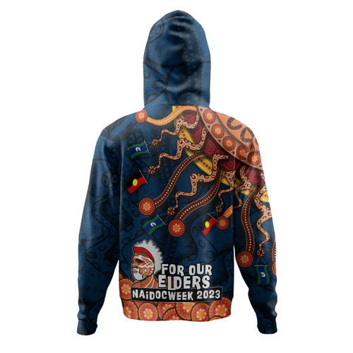 Australia Naidoc Week Hoodie - Custom For Our Elders Naidoc Week Snake Aboriginal Painting With Flag (Blue)