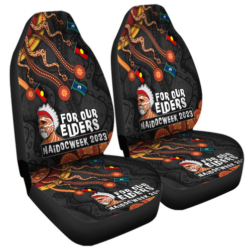 Australia Car Seat Covers For Our Elders Naidoc Week Snake Aboriginal Painting With Flag