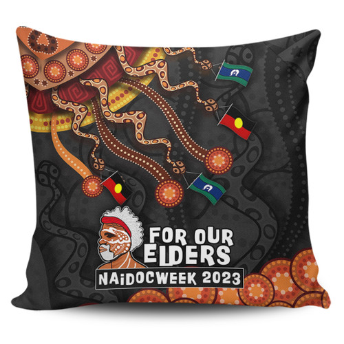 Australia Pillow Cover For Our Elders Naidoc Week Snake Aboriginal Painting With Flag Australia Pillow Cover For Our Elders Naidoc Week Snake Aboriginal Painting With Flag