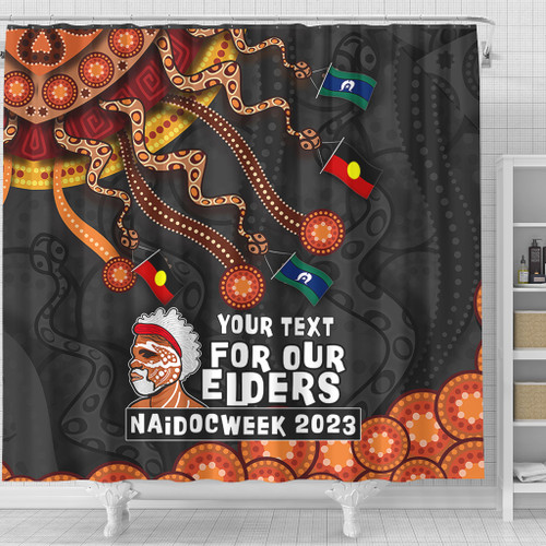 Australia Shower Curtain For Our Elders Naidoc Week Snake Aboriginal Painting With Flag