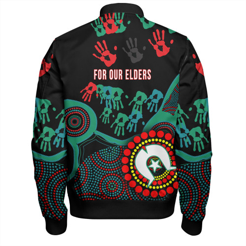 Australia Naidoc Week Bomber Jacket - Aboriginal And Hand Art For Our Elder NAIDOC Week 2023 Australia Naidoc Week Bomber Jacket - Aboriginal And Hand Art For Our Elder NAIDOC Week 2023