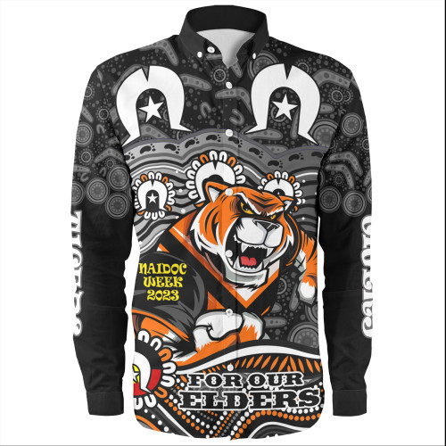 Wests Tigers Naidoc Week Long Sleeve Shirt - Aboriginal Inspired For Our Elders NAIDOC Week 2023