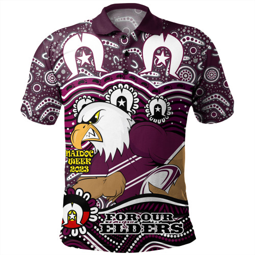 Manly Warringah Sea Eagles Polo Shirt - Aboriginal Inspired For Our Elders NAIDOC Week 2023
