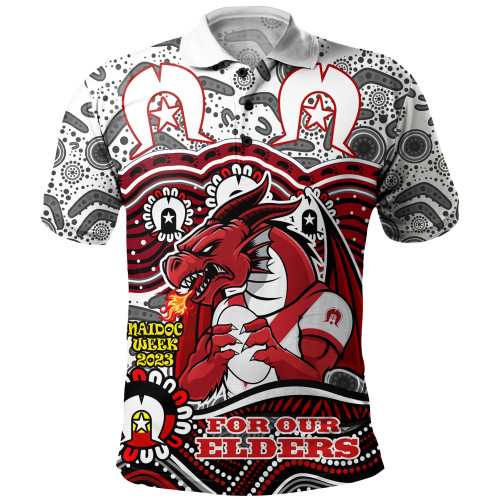 St. George Illawarra Dragons Naidoc Week Polo Shirt - Aboriginal Inspired For Our Elders NAIDOC Week 2023