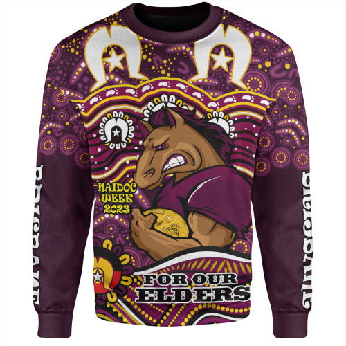 Brisbane Broncos Naidoc Week Sweatshirt - Aboriginal Inspired For Our Elders NAIDOC Week 2023