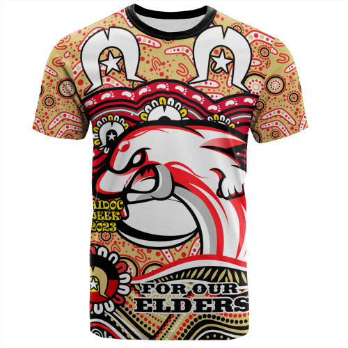 Redcliffe Dolphins Naidoc Week T-Shirt - Aboriginal Inspired For Our Elders NAIDOC Week 2023