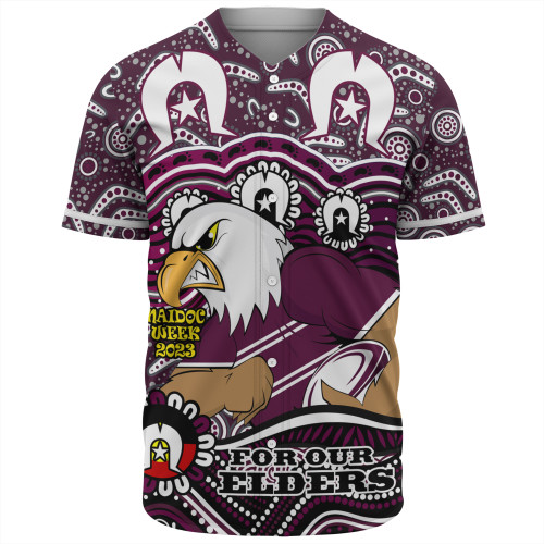 Manly Warringah Sea Eagles Baseball Shirt - Aboriginal Inspired For Our Elders NAIDOC Week 2023
