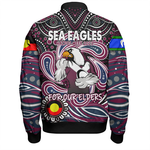 Manly Warringah Sea Eagles Bomber Jacket - Aboriginal For Our Elder NAIDOC Week 2023 Manly Warringah Sea Eagles Bomber Jacket - Aboriginal For Our Elder NAIDOC Week 2023