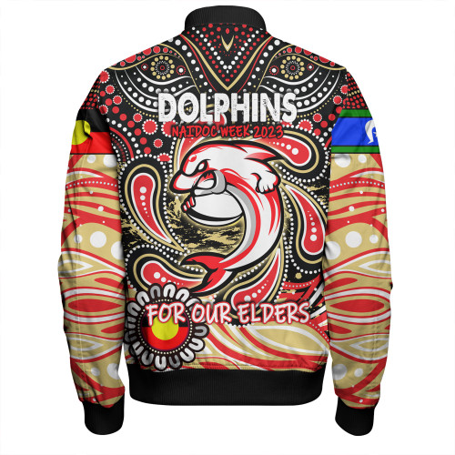 Redcliffe Dolphins Naidoc Week Bomber Jacket - Aboriginal For Our Elder NAIDOC Week 2023 Redcliffe Dolphins Naidoc Week Bomber Jacket - Aboriginal For Our Elder NAIDOC Week 2023