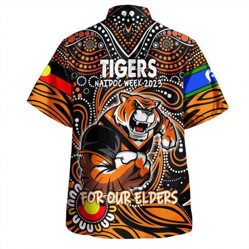 Wests Tigers Naidoc Week Hawaiian Shirt - Aboriginal For Our Elder NAIDOC Week 2023 Wests Tigers Naidoc Week Hawaiian Shirt - Aboriginal For Our Elder NAIDOC Week 2023