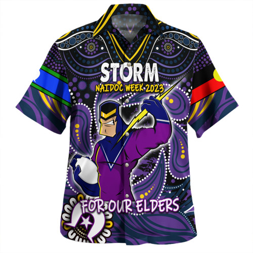 Melbourne Storm Naidoc Week Hawaiian Shirt - Aboriginal For Our Elder NAIDOC Week 2023