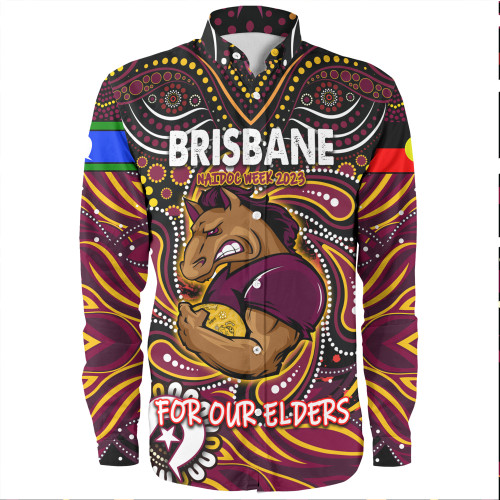 Brisbane Broncos Naidoc Week Long Sleeve Shirt - Aboriginal For Our Elder NAIDOC Week 2023