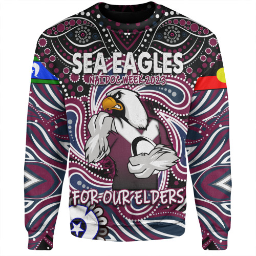 Manly Warringah Sea Eagles Sweatshirt - Aboriginal For Our Elder NAIDOC Week 2023