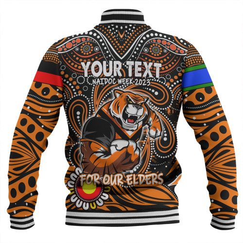 Wests Tigers Naidoc Week Baseball Jacket - Aboriginal For Our Elder NAIDOC Week 2023 Wests Tigers Naidoc Week Baseball Jacket - Aboriginal For Our Elder NAIDOC Week 2023
