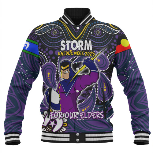 Melbourne Storm Naidoc Week Baseball Jacket - Aboriginal For Our Elder NAIDOC Week 2023