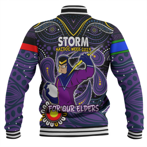Melbourne Storm Naidoc Week Baseball Jacket - Aboriginal For Our Elder NAIDOC Week 2023 Melbourne Storm Naidoc Week Baseball Jacket - Aboriginal For Our Elder NAIDOC Week 2023