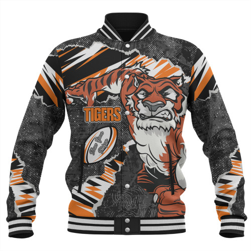 Wests Tigers Baseball Jacket - Theme Song Wests Tigers Baseball Jacket - Theme Song