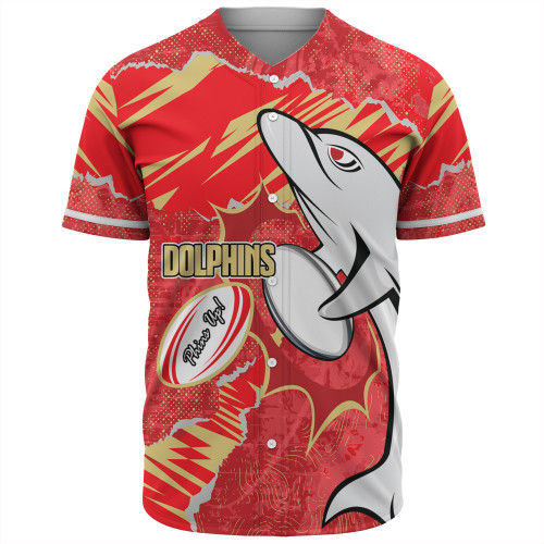 Redcliffe Dolphins Baseball Shirt - Theme Song Redcliffe Dolphins Baseball Shirt - Theme Song