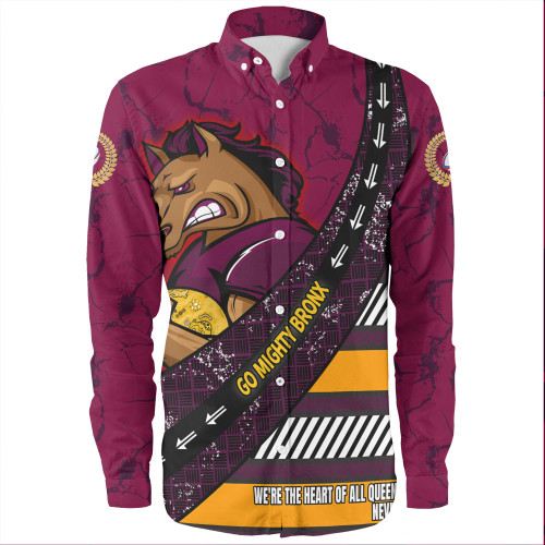 Brisbane Broncos Long Sleeve Shirt - Theme Song For Rugby With Sporty Style