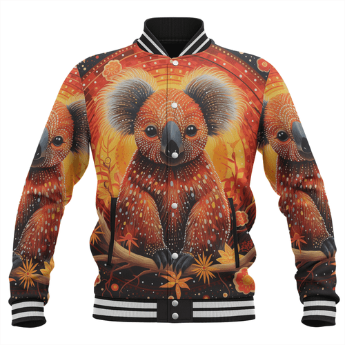 Australia Koala Custom Baseball Jacket - Dreaming Art Koala Aboriginal Inspired Baseball Jacket