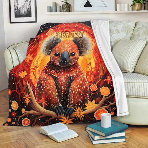 Australia Koala Custom Blanket - Dreaming Art Koala Aboriginal Inspired Blanket Australia Koala Custom Blanket - Dreaming Art Koala Aboriginal Inspired Blanket