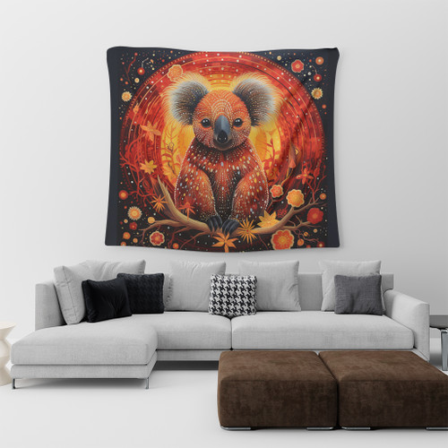 Australia Koala Custom Tapestry - Dreaming Art Koala Aboriginal Inspired Tapestry Australia Koala Custom Tapestry - Dreaming Art Koala Aboriginal Inspired Tapestry
