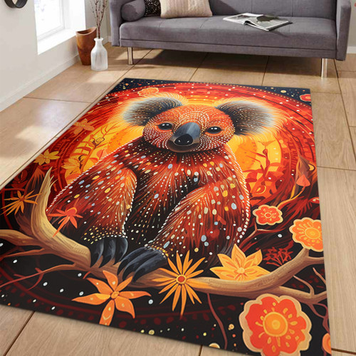 Australia Koala Custom Area Rug - Dreaming Art Koala Aboriginal Inspired Area Rug Australia Koala Custom Area Rug - Dreaming Art Koala Aboriginal Inspired Area Rug