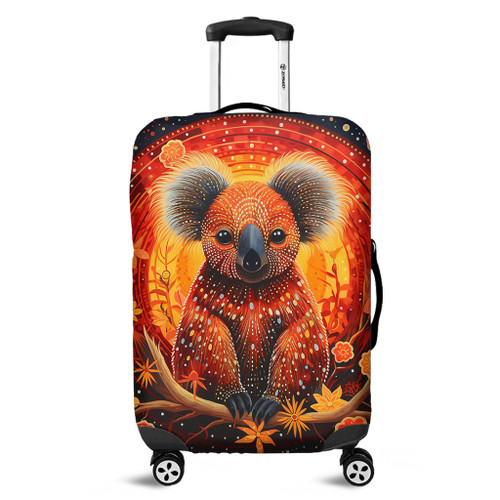 Australia Koala Custom Luggage Cover - Dreaming Art Koala Aboriginal Inspired Luggage Cover Australia Koala Custom Luggage Cover - Dreaming Art Koala Aboriginal Inspired Luggage Cover