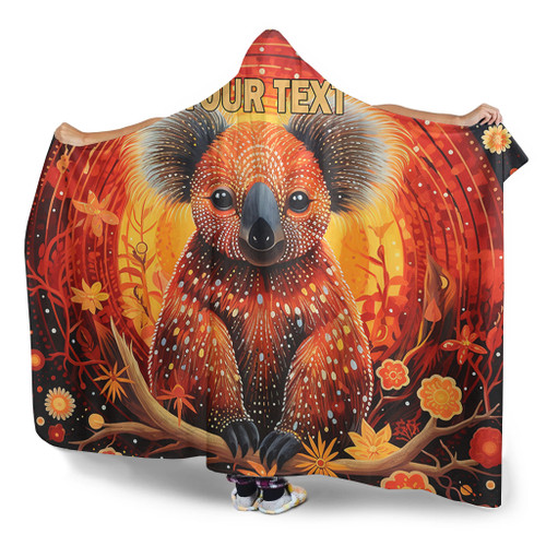 Australia Koala Custom Hooded Blanket - Dreaming Art Koala Aboriginal Inspired Hooded Blanket Australia Koala Custom Hooded Blanket - Dreaming Art Koala Aboriginal Inspired Hooded Blanket
