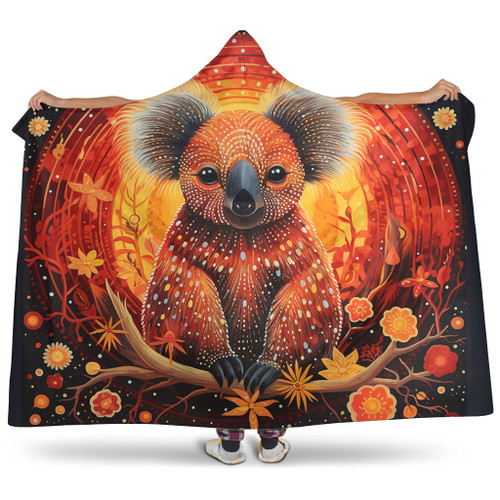 Australia Koala Custom Hooded Blanket - Dreaming Art Koala Aboriginal Inspired Hooded Blanket Australia Koala Custom Hooded Blanket - Dreaming Art Koala Aboriginal Inspired Hooded Blanket