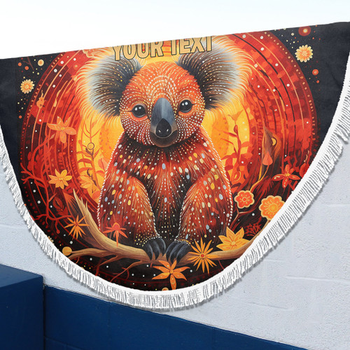 Australia Koala Custom Beach Blanket - Dreaming Art Koala Aboriginal Inspired Beach Blanket Australia Koala Custom Beach Blanket - Dreaming Art Koala Aboriginal Inspired Beach Blanket