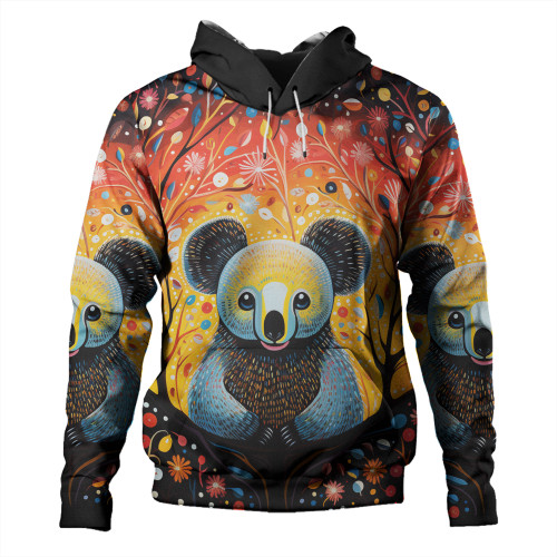 Australia Koala Custom Hoodie - Aboriginal Koala With Flowers Hoodie Australia Koala Custom Hoodie - Aboriginal Koala With Flowers Hoodie