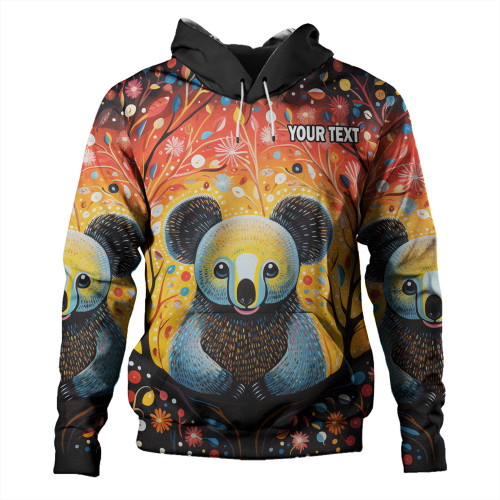 Australia Koala Custom Hoodie - Aboriginal Koala With Flowers Hoodie