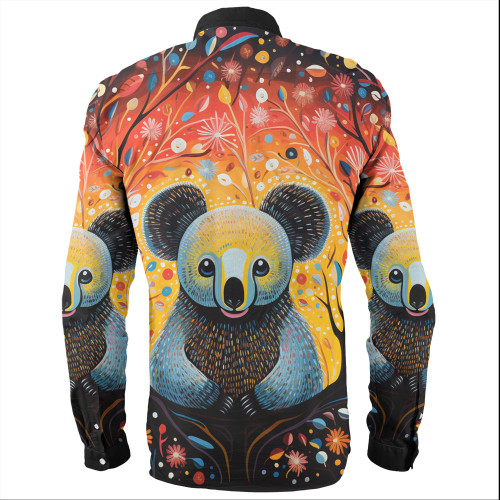 Australia Koala Custom Long Sleeve Shirts - Aboriginal Koala With Flowers Long Sleeve Shirts Australia Koala Custom Long Sleeve Shirts - Aboriginal Koala With Flowers Long Sleeve Shirts