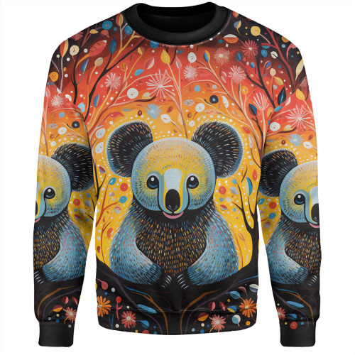 Australia Koala Custom Sweatshirt - Aboriginal Koala With Flowers Sweatshirt