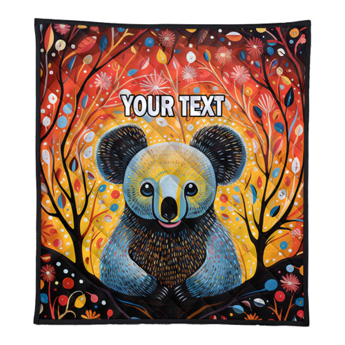 Australia Koala Custom Quilt - Aboriginal Koala With Flowers Quilt Australia Koala Custom Quilt - Aboriginal Koala With Flowers Quilt