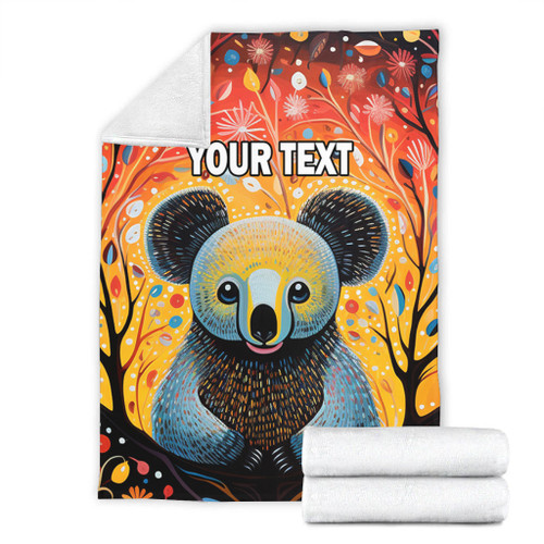 Australia Koala Custom Blanket - Aboriginal Koala With Flowers Blanket Australia Koala Custom Blanket - Aboriginal Koala With Flowers Blanket