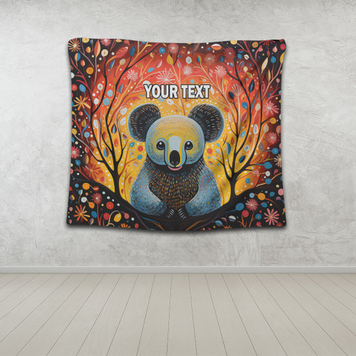 Australia Koala Custom Tapestry - Aboriginal Koala With Flowers Tapestry Australia Koala Custom Tapestry - Aboriginal Koala With Flowers Tapestry