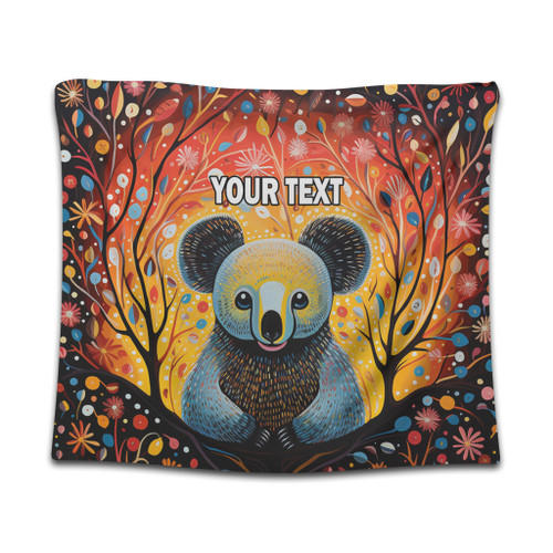 Australia Koala Custom Tapestry - Aboriginal Koala With Flowers Tapestry Australia Koala Custom Tapestry - Aboriginal Koala With Flowers Tapestry