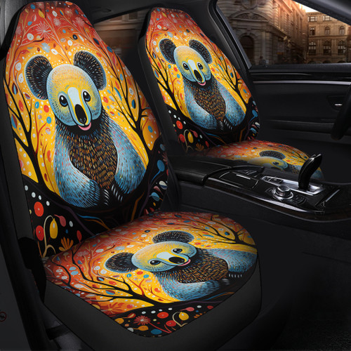 Australia Koala Custom Car Seat Covers - Aboriginal Koala With Flowers Car Seat Covers Australia Koala Custom Car Seat Covers - Aboriginal Koala With Flowers Car Seat Covers