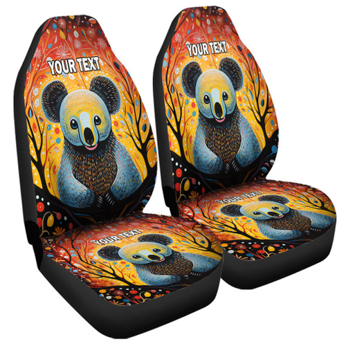 Australia Koala Custom Car Seat Covers - Aboriginal Koala With Flowers Car Seat Covers Australia Koala Custom Car Seat Covers - Aboriginal Koala With Flowers Car Seat Covers