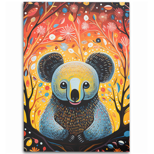 Australia Koala Custom Area Rug - Aboriginal Koala With Flowers Area Rug Australia Koala Custom Area Rug - Aboriginal Koala With Flowers Area Rug