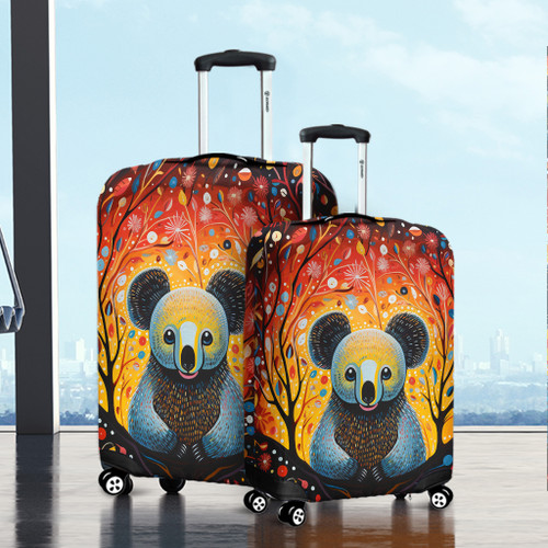 Australia Koala Custom Luggage Cover - Aboriginal Koala With Flowers Luggage Cover Australia Koala Custom Luggage Cover - Aboriginal Koala With Flowers Luggage Cover