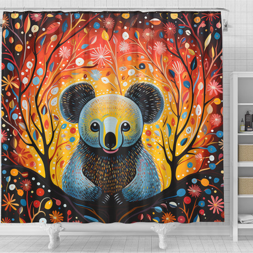 Australia Koala Custom Shower Curtain - Aboriginal Koala With Flowers Shower Curtain Australia Koala Custom Shower Curtain - Aboriginal Koala With Flowers Shower Curtain