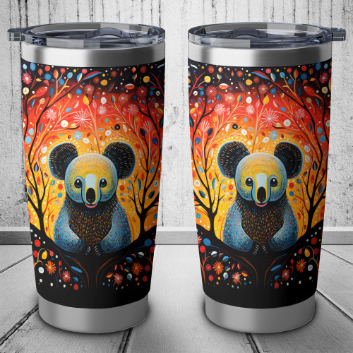 Australia Koala Custom Tumbler - Aboriginal Koala With Flowers Tumbler Australia Koala Custom Tumbler - Aboriginal Koala With Flowers Tumbler